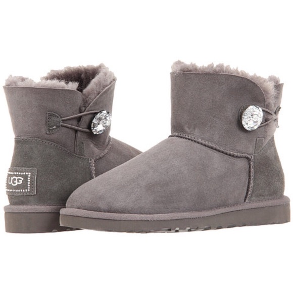 ugg mini bailey button bling grey